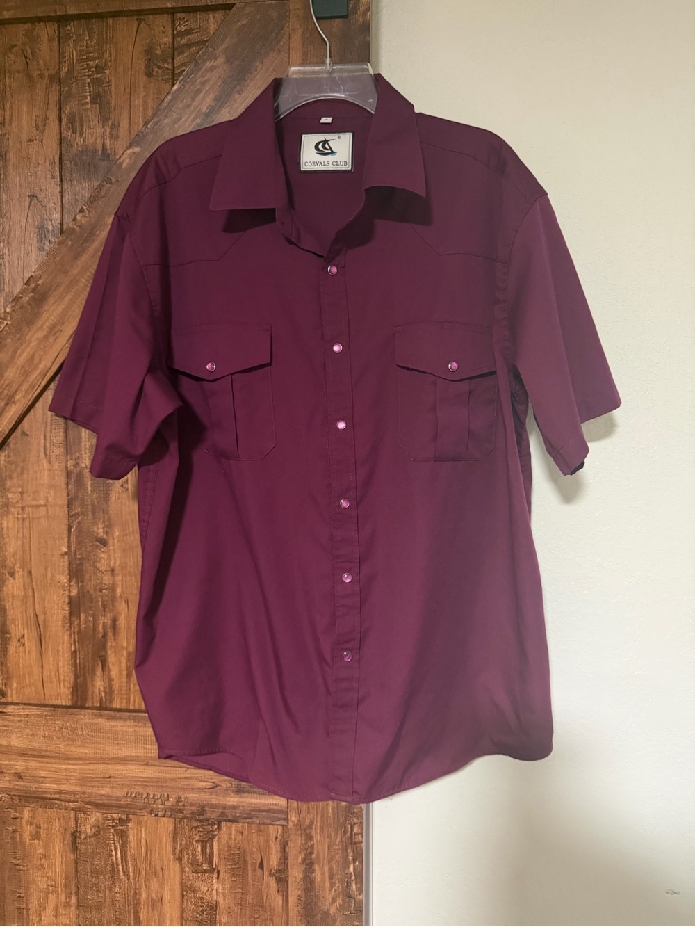Coevals Club Men's Short-Sleeve Pearl Button-Up Shirt - Burgundy Size XL